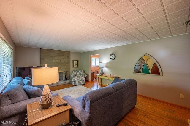 3800 7th Ave, Vienna, WV 26105 - living area with wood finished floors and a fireplace