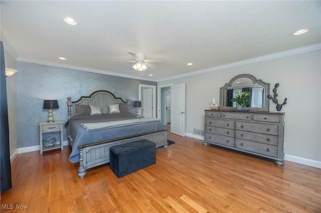 31 Anns Dr, Vienna, WV 26105 - bedroom with hardwood / wood-style floors, recessed lighting, a ceiling fan, and crown molding