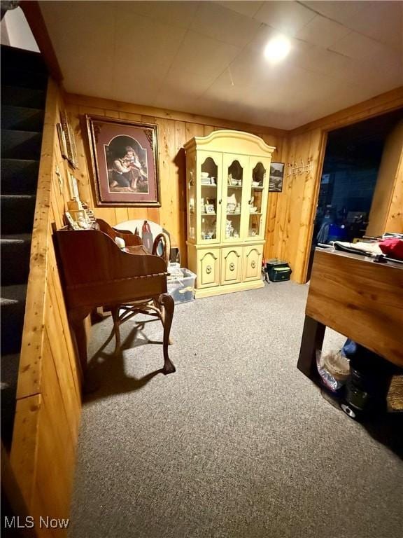 415 Middle Run Rd, Chester, WV 26034 - living area featuring carpet and wood walls