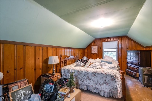 3985 Etter Rd, Mogadore, OH 44260 - bedroom featuring vaulted ceiling and wooden walls