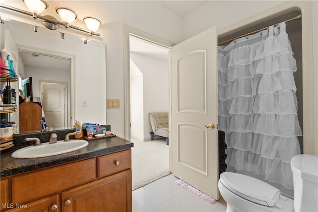 112 Caraplace, Wintersville, OH 43953 - full bathroom with vanity, a shower with shower curtain, and tile patterned floors