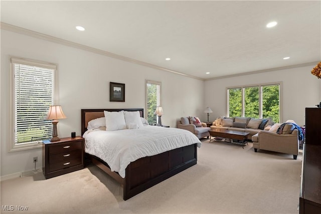 112 Caraplace, Wintersville, OH 43953 - bedroom featuring carpet, crown molding, and recessed lighting