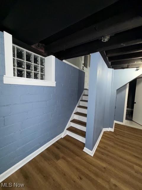 21430 Lakeshore Blvd, Euclid, OH 44123 - finished below grade area featuring wood finished floors and stairs
