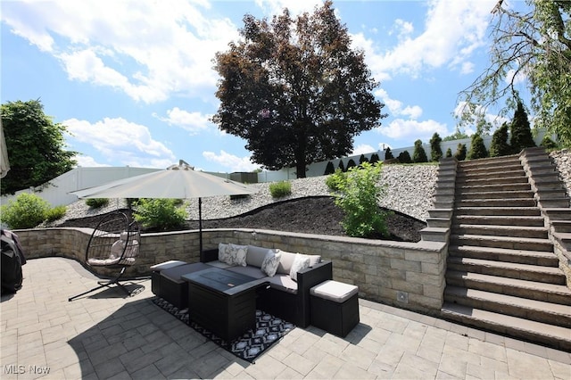 1524 Walker Rd, Follansbee, WV 26037 - view of patio featuring outdoor lounge area and stairs