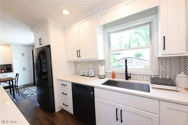 1524 Walker Rd, Follansbee, WV 26037 - kitchen with black appliances, tasteful backsplash, light countertops, white cabinetry, and recessed lighting