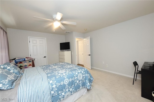 1524 Walker Rd, Follansbee, WV 26037 - bedroom with light carpet and a ceiling fan