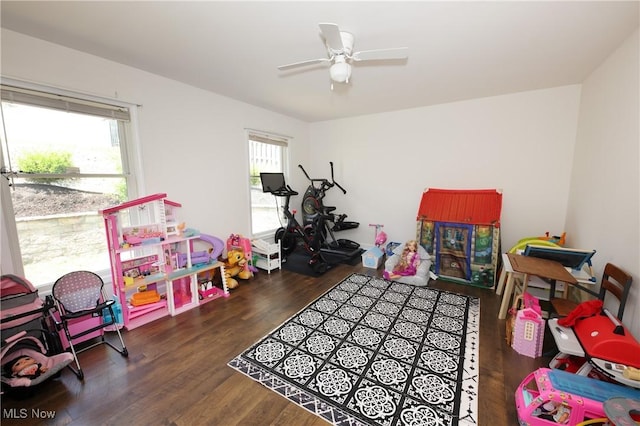 1524 Walker Rd, Follansbee, WV 26037 - playroom featuring wood finished floors and a ceiling fan