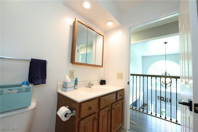 1524 Walker Rd, Follansbee, WV 26037 - half bath featuring vanity and a chandelier