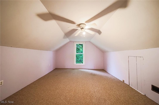 2461 Peters Creek Rd, Cambridge, OH 43725 - bonus room featuring carpet floors, vaulted ceiling, and a ceiling fan