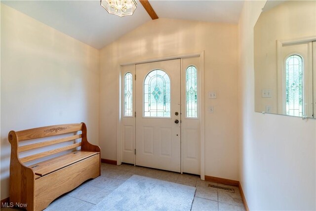 114 Buckner Bend Rd, Walker, WV 26180 - foyer featuring tile patterned flooring and a chandelier