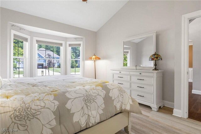 12110 Cora Ct, Concord, OH 44077 - bedroom with multiple windows, vaulted ceiling, and light wood-style floors