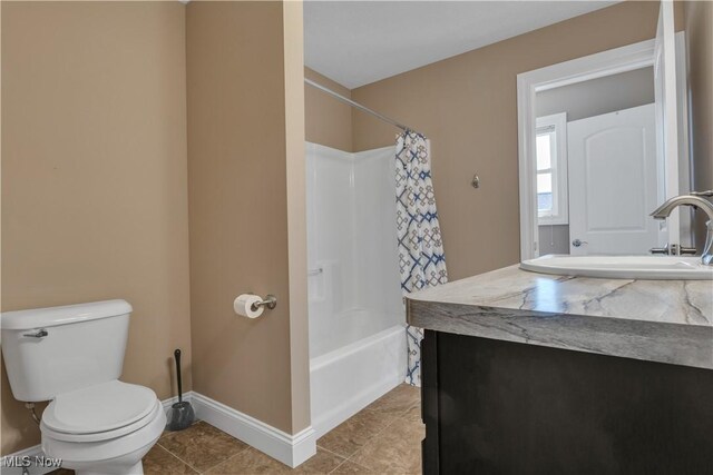 12110 Cora Ct, Concord, OH 44077 - full bathroom featuring vanity, shower / tub combo with curtain, and tile patterned flooring