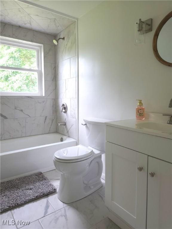 4581 Smith Stewart Rd, Vienna, OH 44473 - full bath with marble finish flooring, vanity, and tub / shower combination