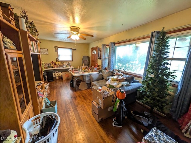 7567 Inland Dr, Olmsted Falls, OH 44138 - miscellaneous room featuring wood finished floors and a ceiling fan