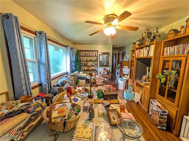 7567 Inland Dr, Olmsted Falls, OH 44138 - dining room with wood finished floors and ceiling fan