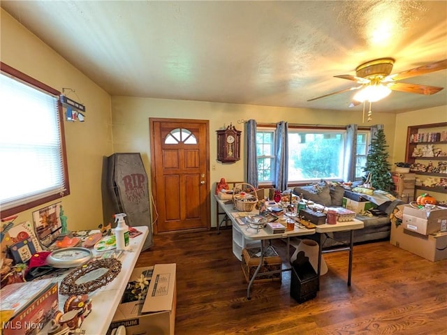 7567 Inland Dr, Olmsted Falls, OH 44138 - living room featuring dark wood-type flooring and ceiling fan
