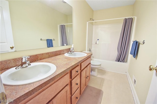 5500 Courtland Ct, Cleveland, OH 44102 - full bathroom featuring double vanity, shower / tub combo, and tile patterned flooring