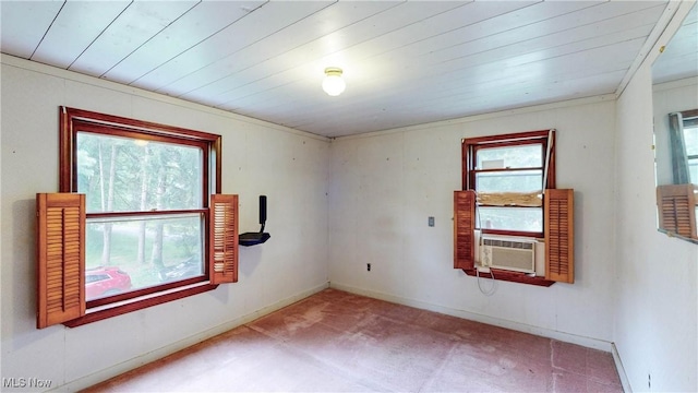 1811 Randolph Rd, Mogadore, OH 44260 - unfurnished room featuring wooden ceiling, carpet flooring, and cooling unit