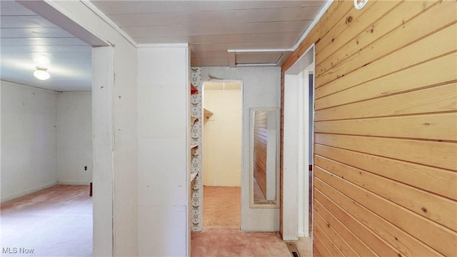 1811 Randolph Rd, Mogadore, OH 44260 - corridor with carpet and wooden walls
