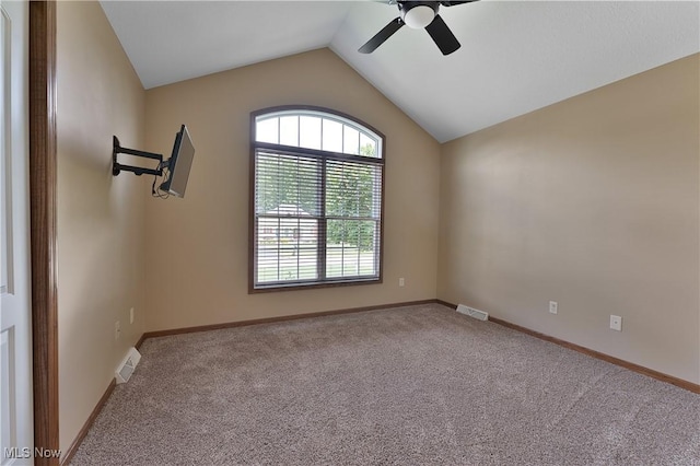 4053 Thats Life Ln, Canfield, OH 44406 - carpeted spare room with lofted ceiling and a ceiling fan