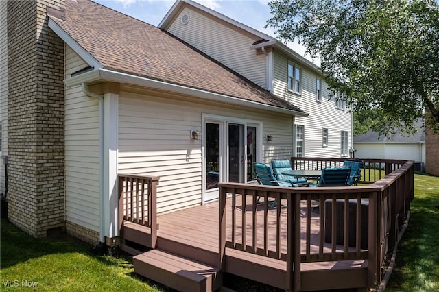 302 Brookpoint Cir, Wadsworth, OH 44281 - wooden terrace with a yard