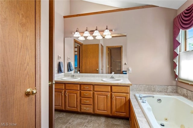 302 Brookpoint Cir, Wadsworth, OH 44281 - full bathroom with double vanity, a whirlpool tub, and tile patterned flooring