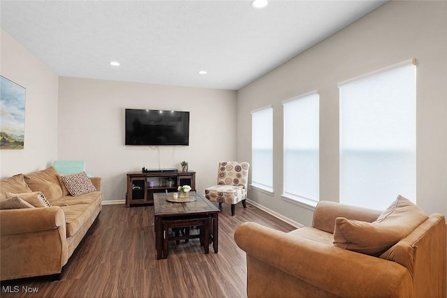 37282 Amber Way N, Ridgeville, OH 44039 - living area featuring dark wood-type flooring and recessed lighting