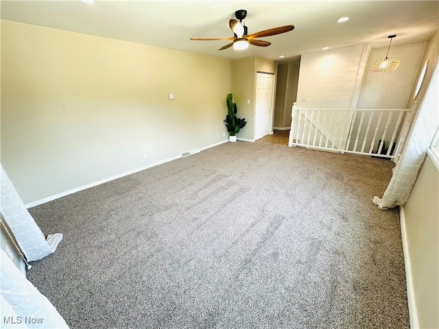 4235 Patricia Ave, Austintown, OH 44511 - empty room with ceiling fan, carpet, and recessed lighting