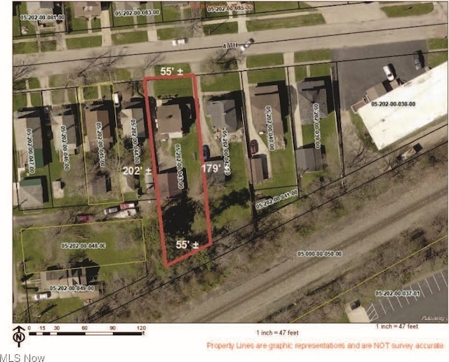 1820 E 47th St, Ashtabula, OH 44004 - aerial overview of property's location with property boundaries highlighted