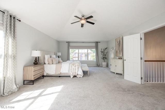 31008 Logan Ct, Westlake, OH 44145 - bedroom with light carpet, lofted ceiling, and a ceiling fan