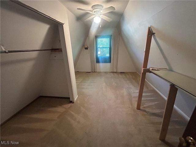 10247 Smugglers Cv, Reminderville, OH 44202 - bonus room with light carpet, ceiling fan, and vaulted ceiling