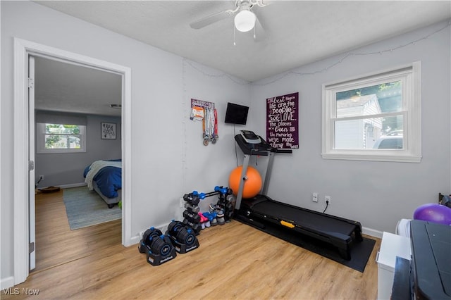 1921 Adrian Cir, Sandusky, OH 44870 - workout area with wood finished floors and a ceiling fan
