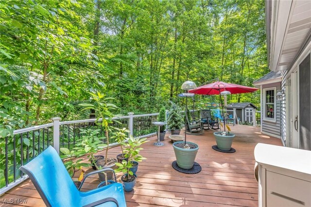 949 S Medina Line Rd, Wadsworth, OH 44281 - deck featuring a storage unit