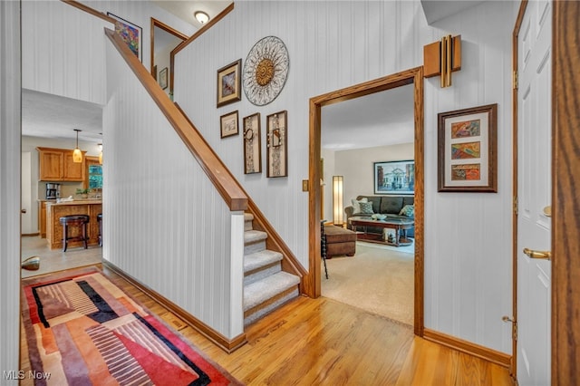 949 S Medina Line Rd, Wadsworth, OH 44281 - staircase featuring hardwood / wood-style flooring and baseboards