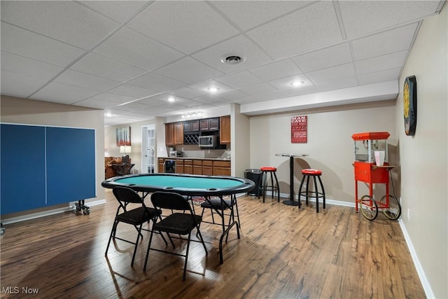 4276 Brownstone Ln, Medina, OH 44256 - recreation room with wood-type flooring, recessed lighting, and a drop ceiling