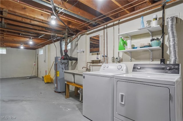 662 Beech Ave, Youngstown, OH 44512 - laundry area with washing machine and dryer and electric water heater