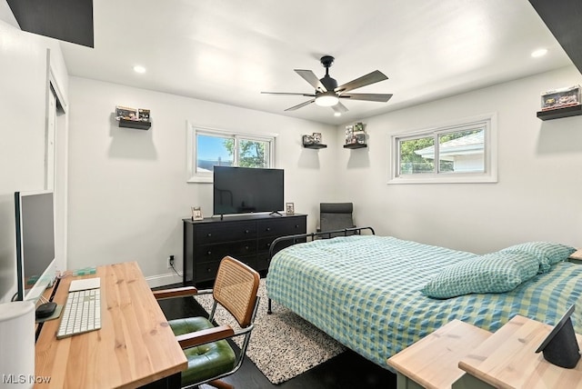 13806 Carpenter Rd, Garfield Heights, OH 44125 - bedroom featuring recessed lighting, wood finished floors, and ceiling fan