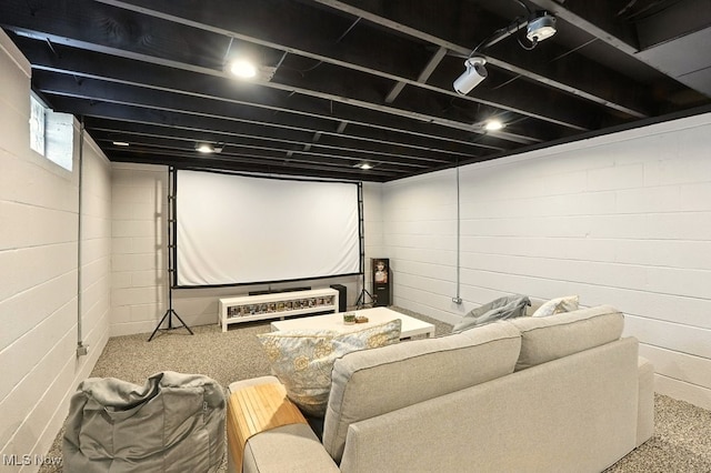 13806 Carpenter Rd, Garfield Heights, OH 44125 - cinema room with concrete block wall and heating unit