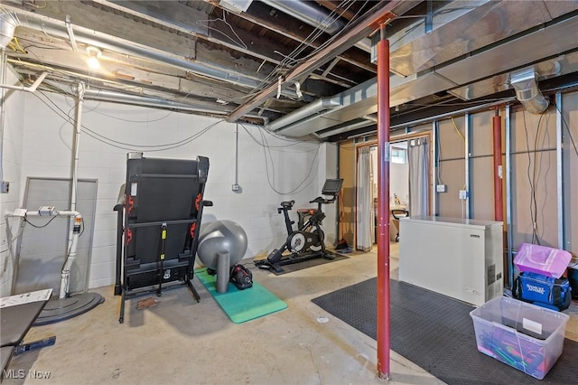 1500 Furnace St, Mineral Ridge, OH 44440 - unfinished basement with fridge and drainage system