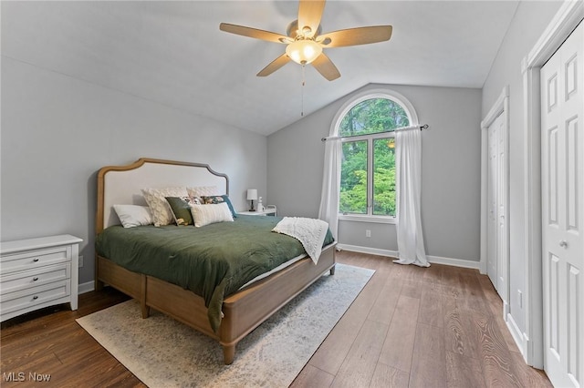 1500 Furnace St, Mineral Ridge, OH 44440 - bedroom with lofted ceiling, wood finished floors, and a ceiling fan