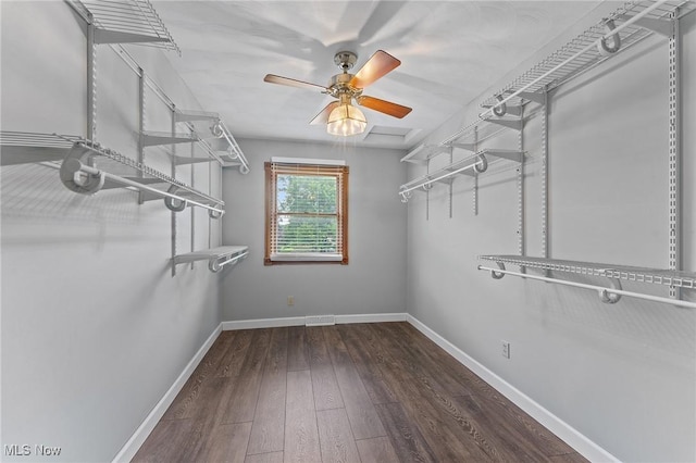 1500 Furnace St, Mineral Ridge, OH 44440 - spacious closet featuring hardwood / wood-style floors and a ceiling fan