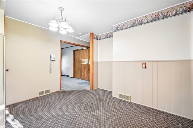 1808 Depot Rd, Salem, OH 44460 - carpeted spare room featuring a chandelier and wainscoting
