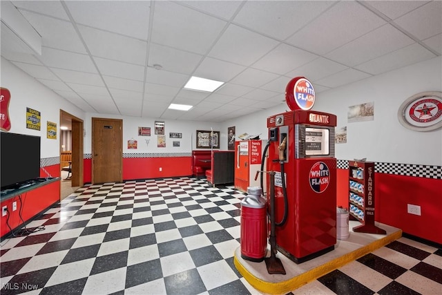 10400 Stoneacre St NW, Canal Fulton, OH 44614 - recreation room with tile patterned floors and a drop ceiling