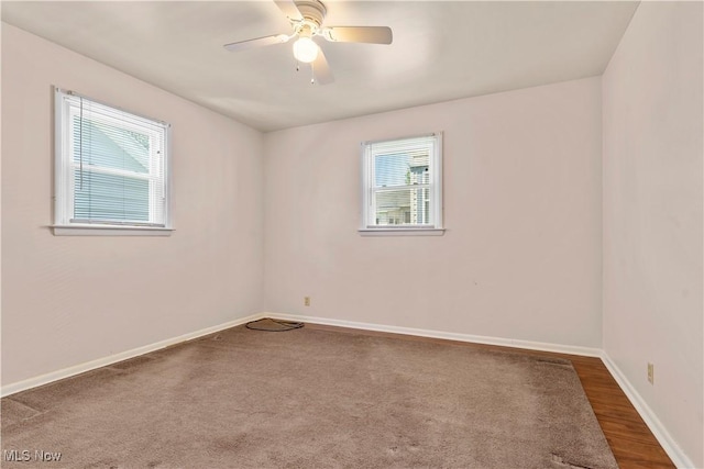813 3rd St, Marietta, OH 45750 - spare room with plenty of natural light, a ceiling fan, and wood finished floors
