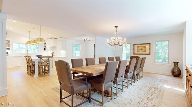 43 S St, Chagrin Falls, OH 44022 - dining area with light wood finished floors and a chandelier