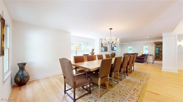 43 S St, Chagrin Falls, OH 44022 - dining room featuring light wood-type flooring, a chandelier, and recessed lighting