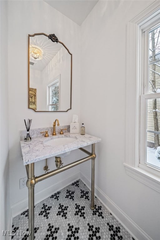 43 S St, Chagrin Falls, OH 44022 - bathroom with baseboards and tile patterned floors