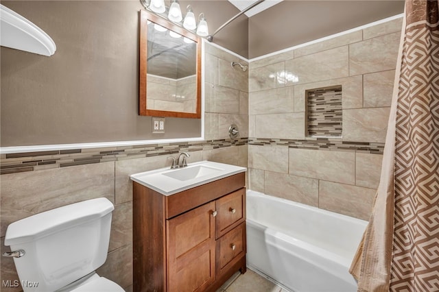 3303 Tuxedo Ave, Parma, OH 44134 - full bathroom with shower / bath combo, vanity, and tile walls