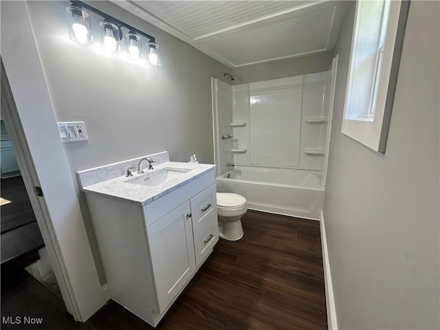 16707 Terrace Ave, Caldwell, OH 43724 - bathroom featuring vanity, wood finished floors, and tub / shower combination