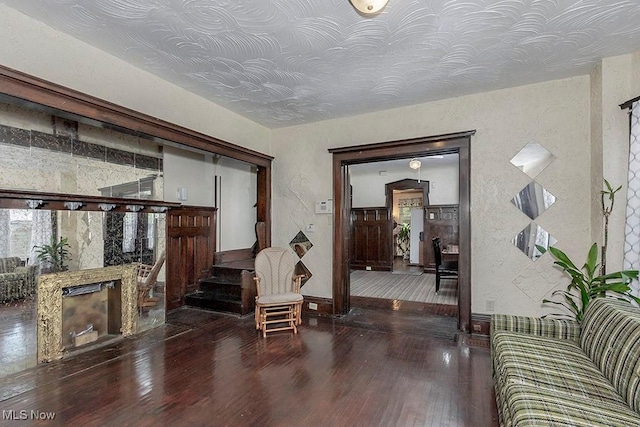 1744 Northfield Ave, East Cleveland, OH 44112 - living area with wood-type flooring and stairway